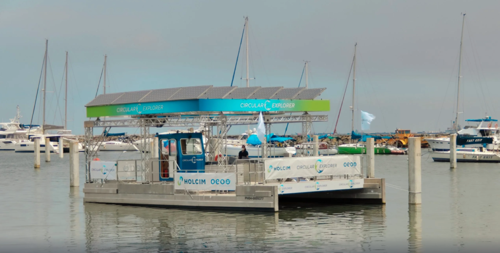 Solar-powered recycling vessel